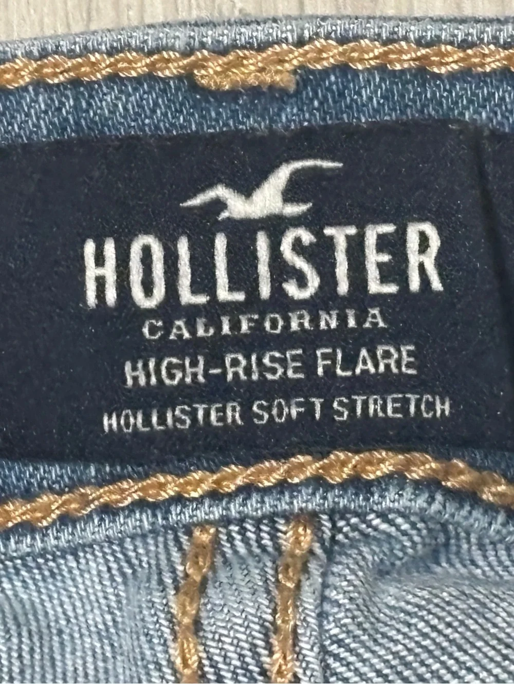 Hollister Vintage Blue Wash High-Rise stretch Flare Patchwork Jeans W23 L31